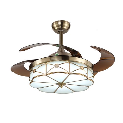 Antique folding domestic modern series conceal room ceiling fan with LED lights and remote control
