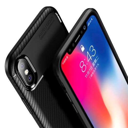 Laudtec Beetles Shockproof Carbon Fiber TPU Case For iPhone X XS Back Cover