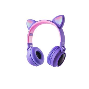 2021 New Trending Led Lights Foldable Gaming Headset Bt 5.0 Wireless Cat Ear Headphones