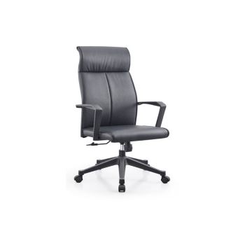 Cheap PU Leather Small Size Office Swivel Chairs Plastic arms Black Synthetic leather Nylon Base Hig